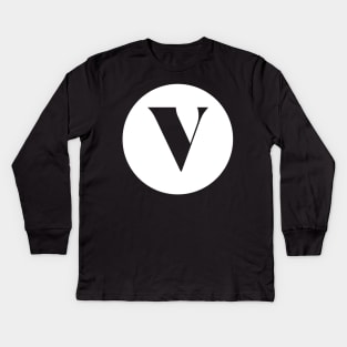 V (Letter Initial Monogram) Kids Long Sleeve T-Shirt